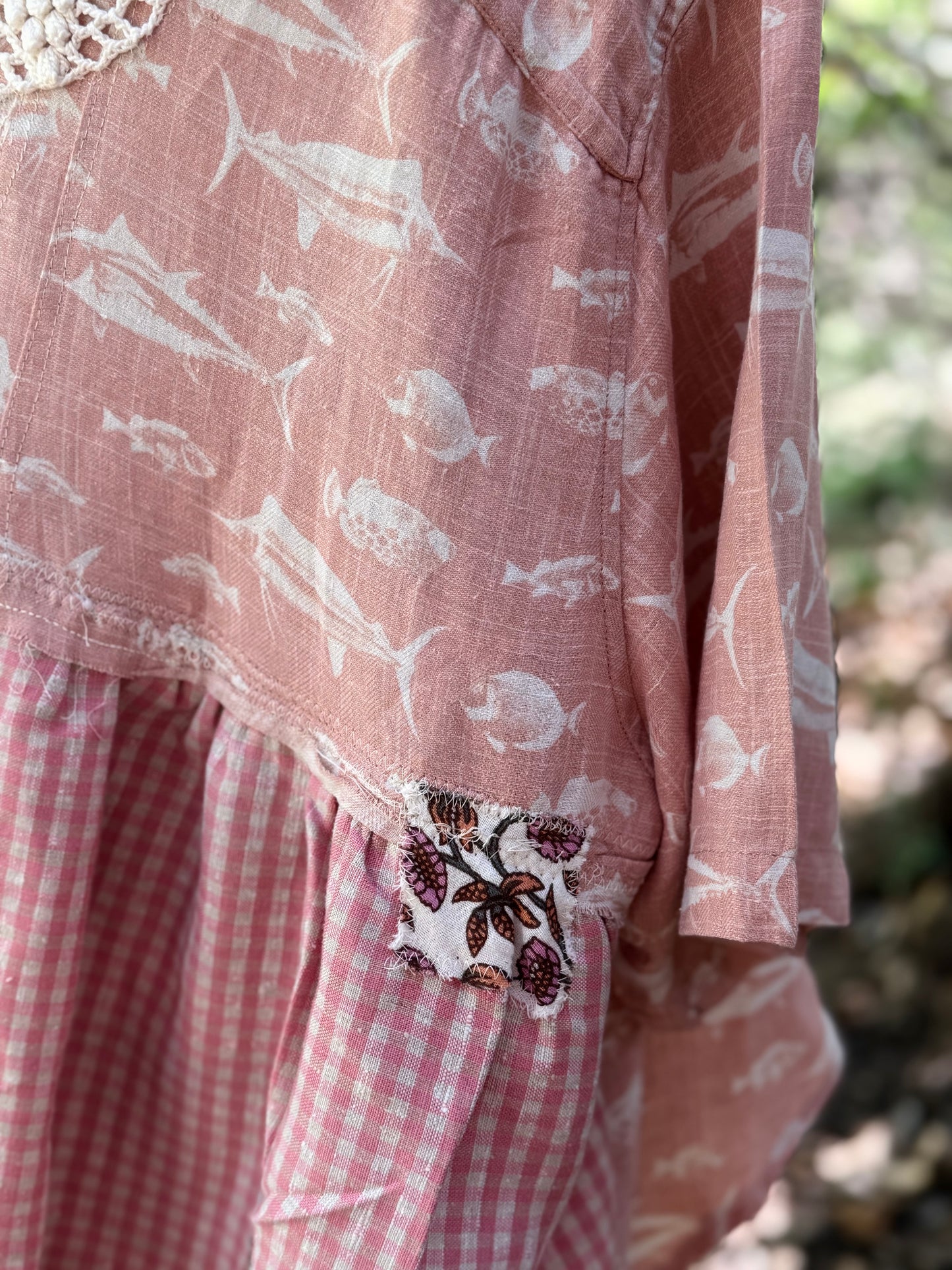 Peachy fish Up-cycled top