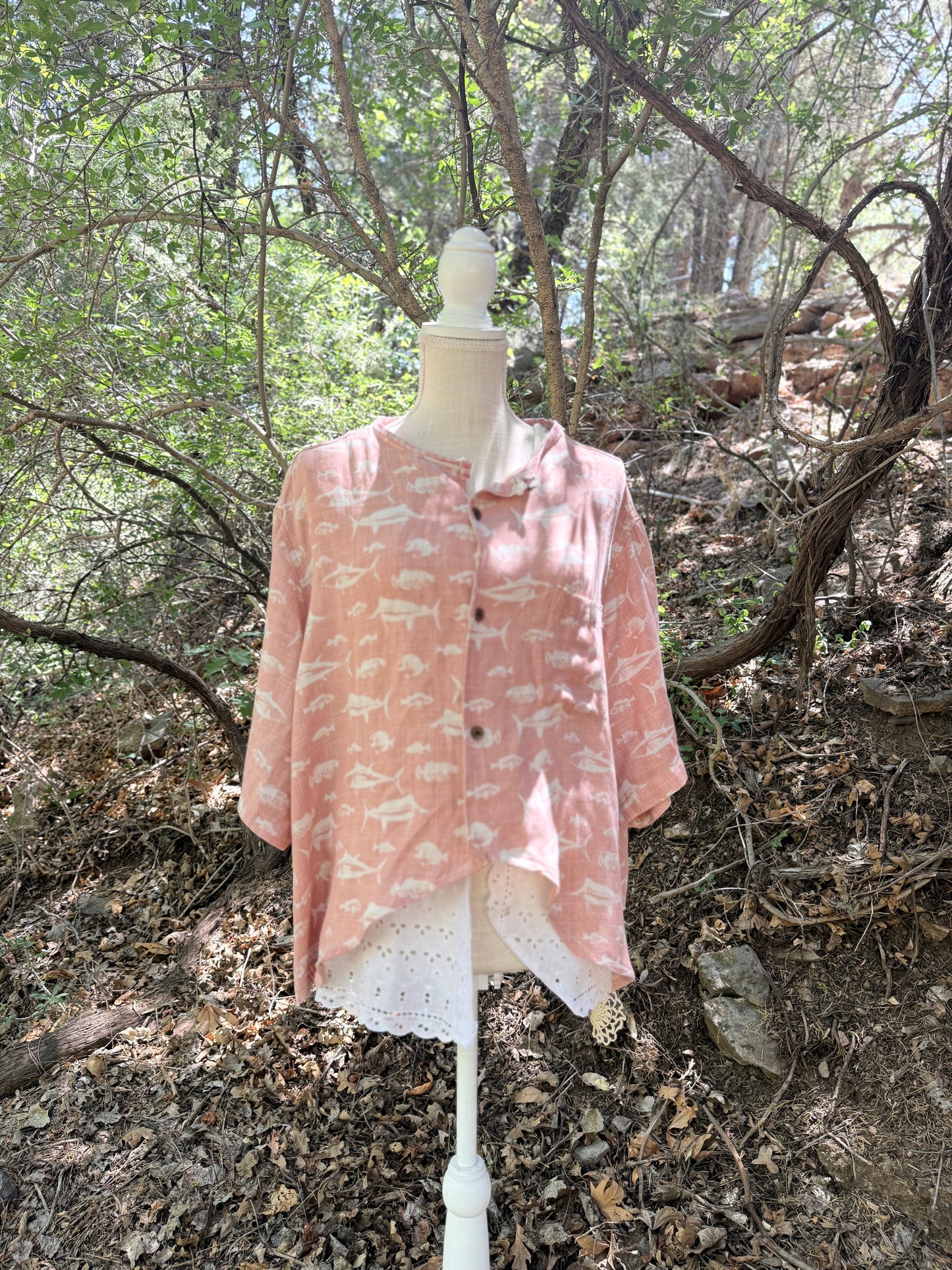 Peachy fish Up-cycled top