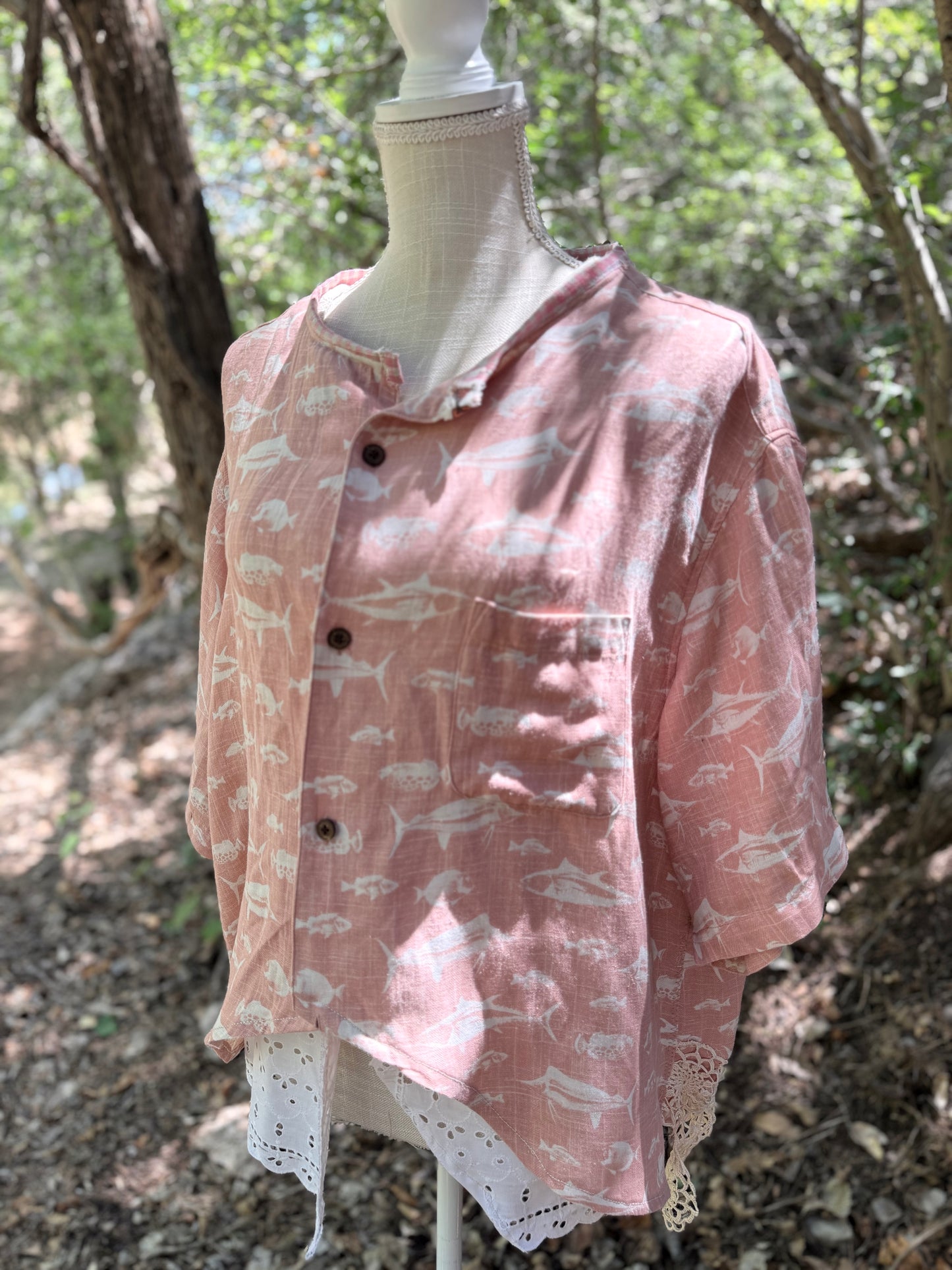 Peachy fish Up-cycled top