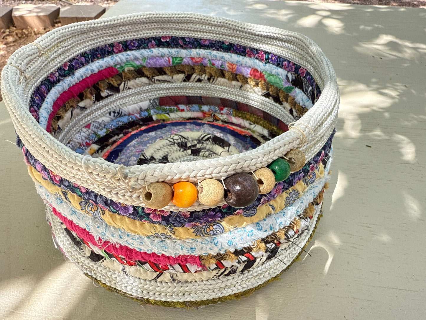 Mixed media rope basket