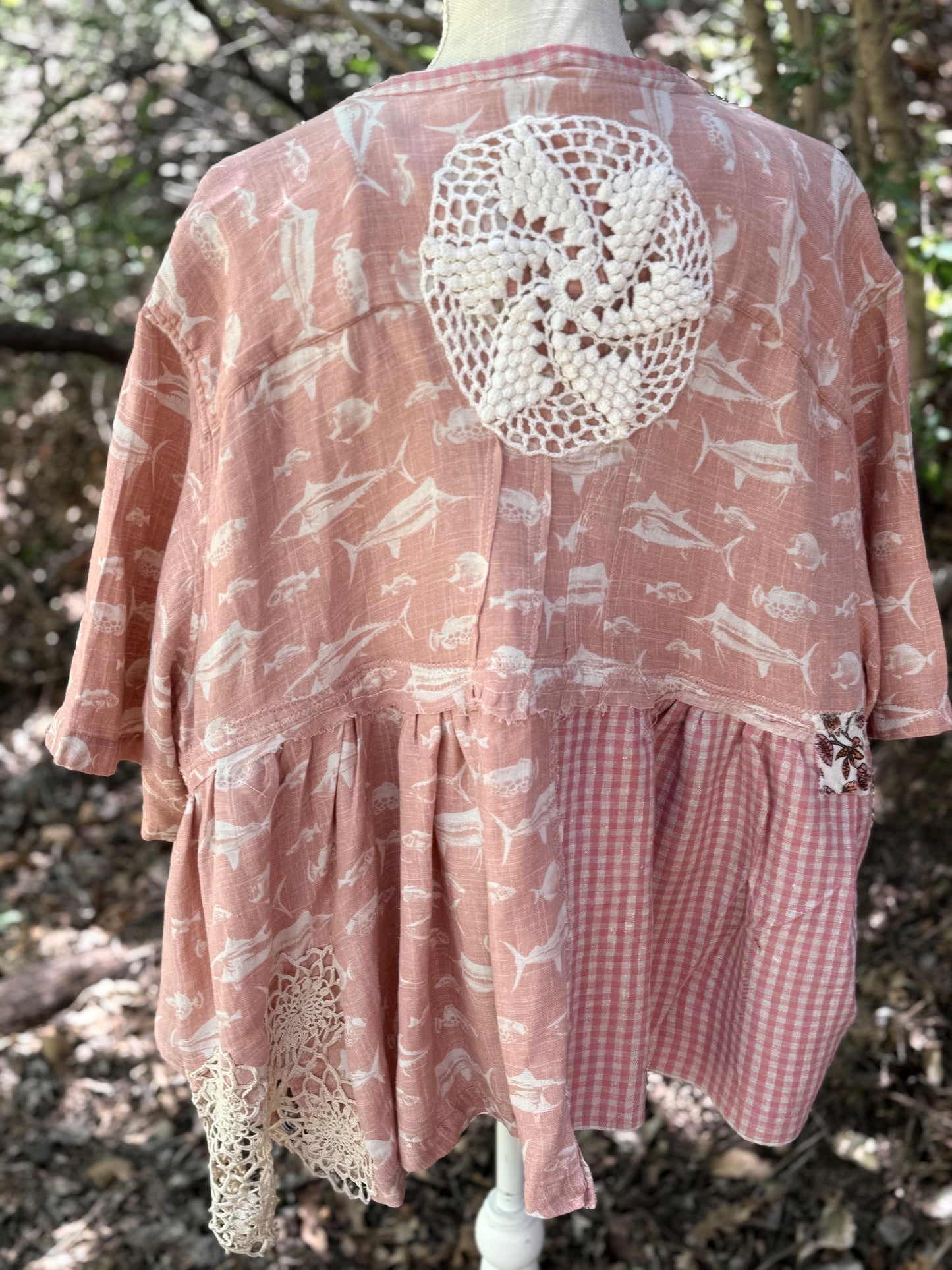 Peachy fish Up-cycled top