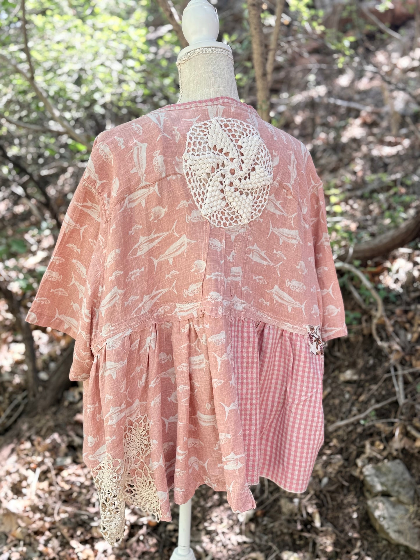 Peachy fish Up-cycled top