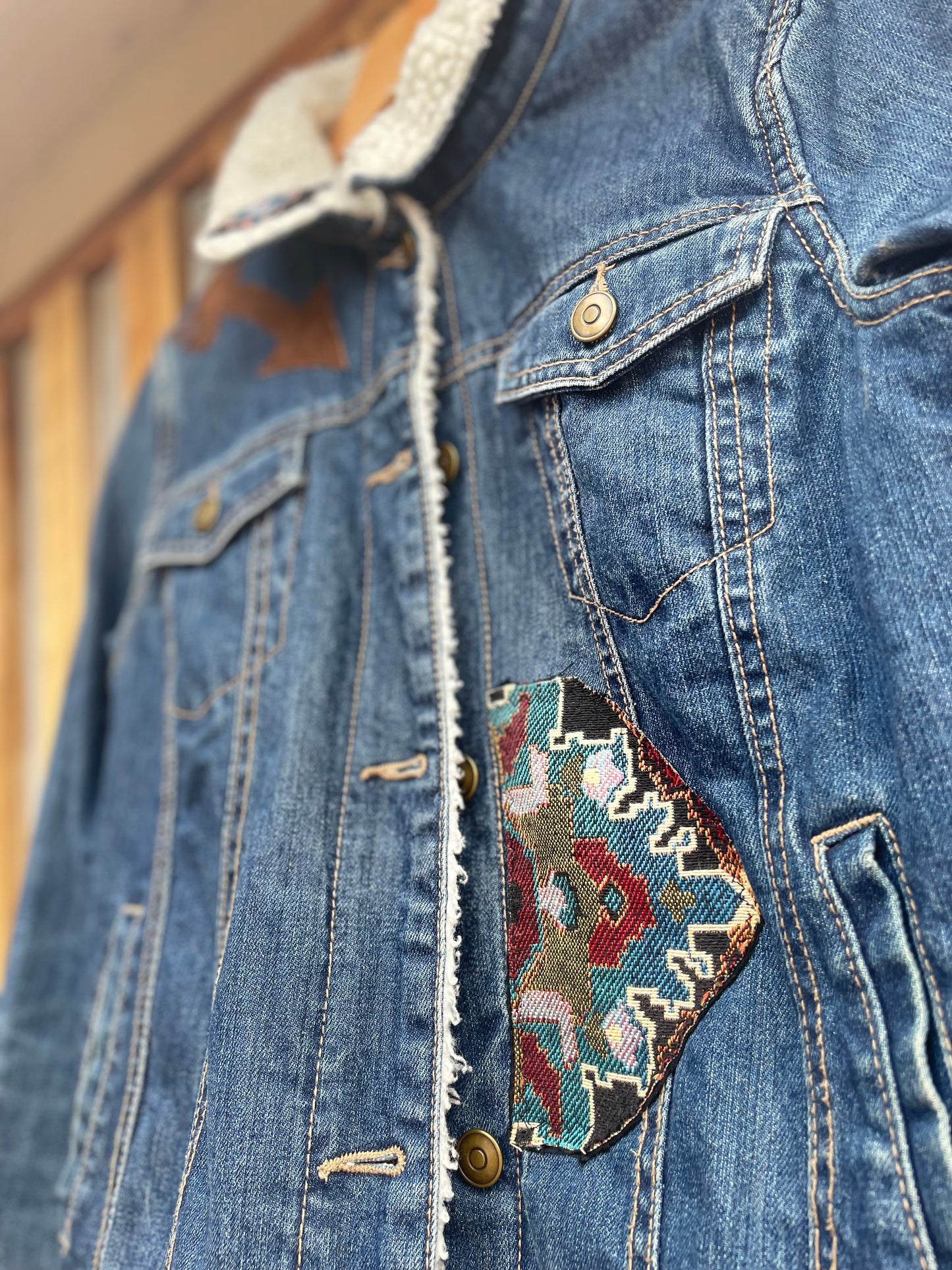 “Pony Show” Re-imagined denim shearling jacket