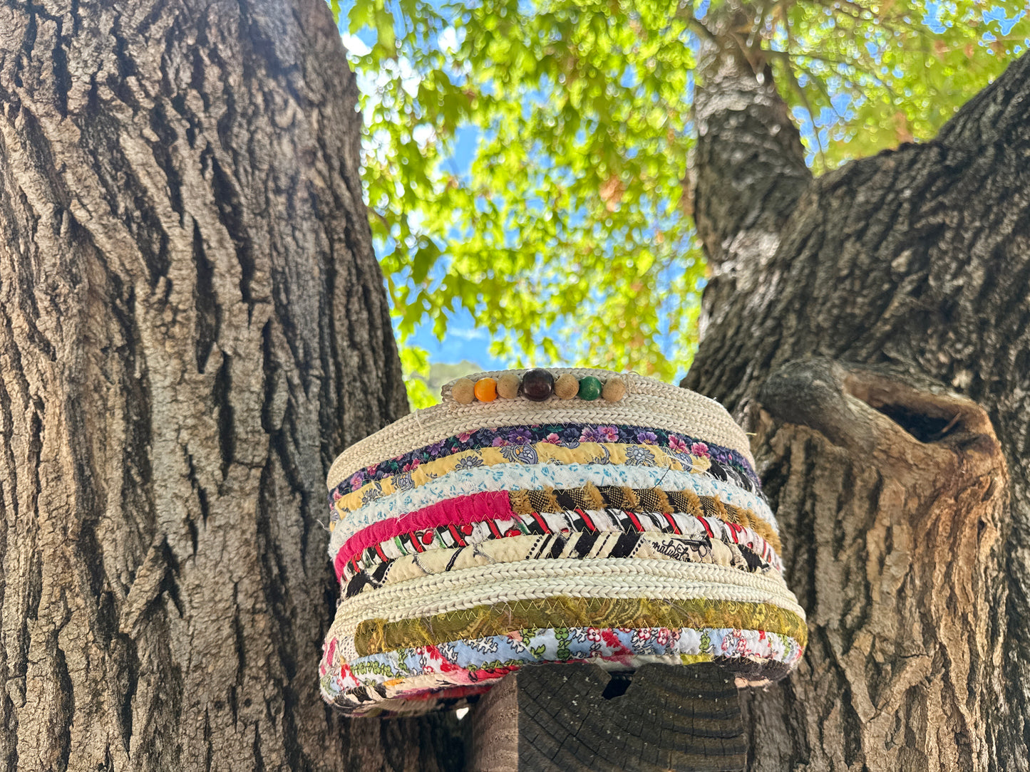 Mixed media rope basket