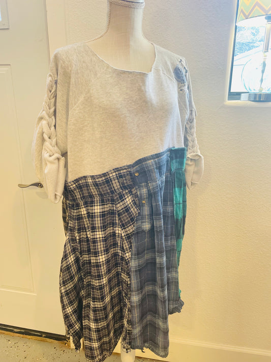 Up-cycled flannel tunic dress