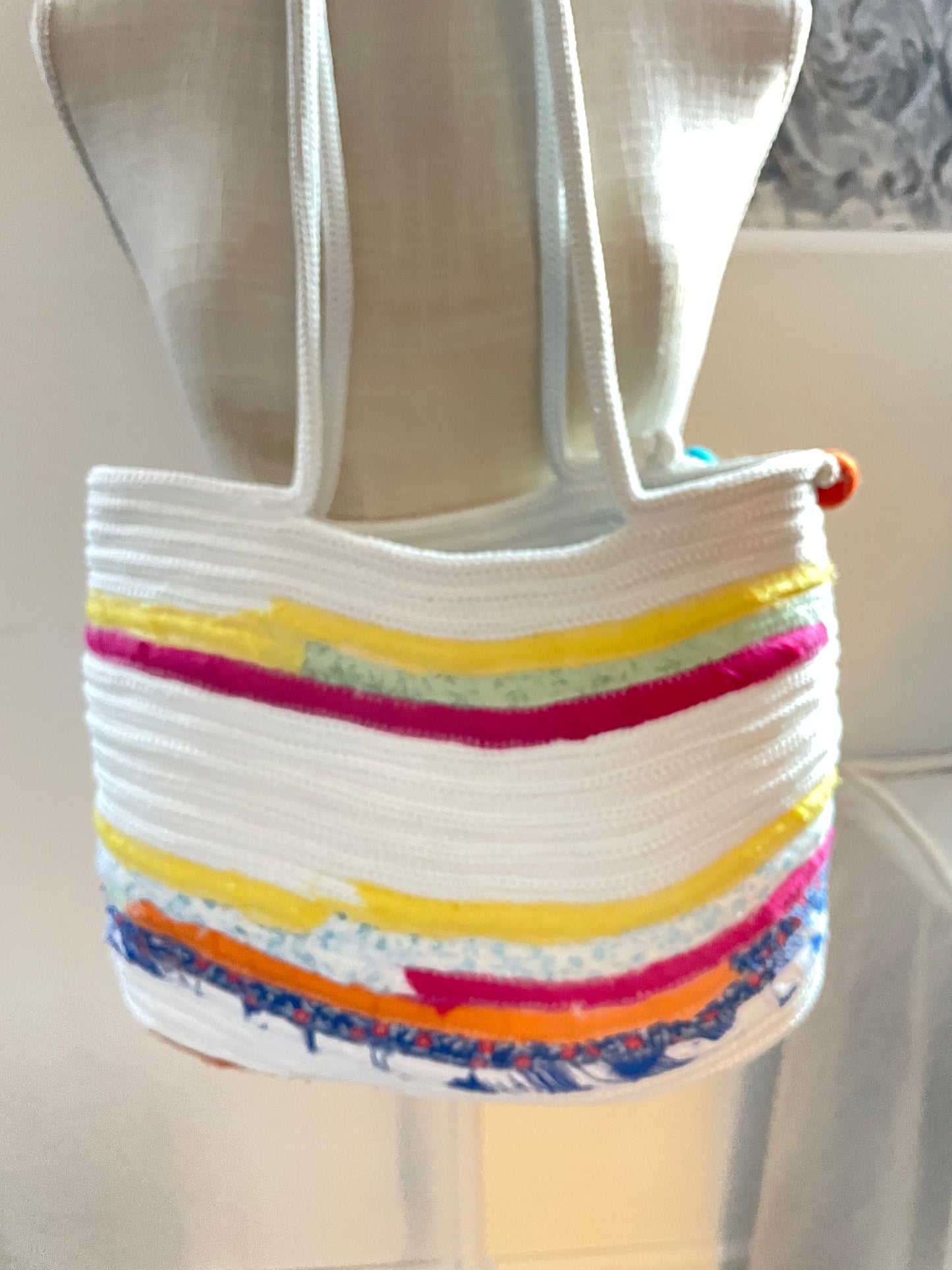Summer brights rope tote bag