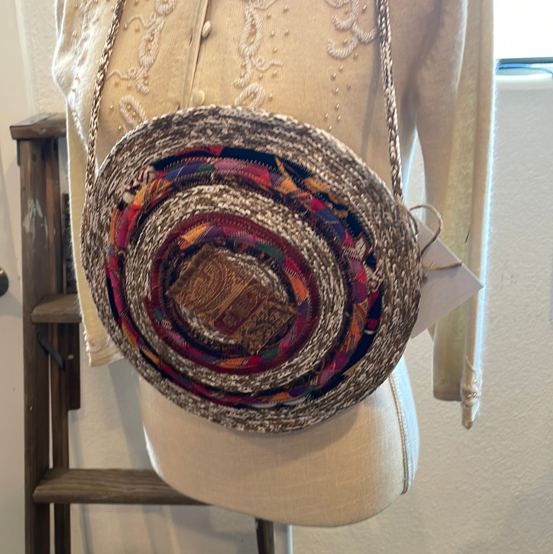 Tribal vibes large crossbody clamshell rope bag