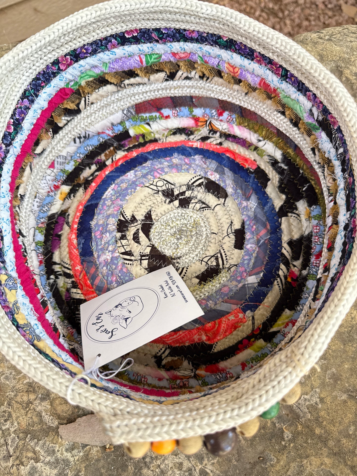 Mixed media rope basket