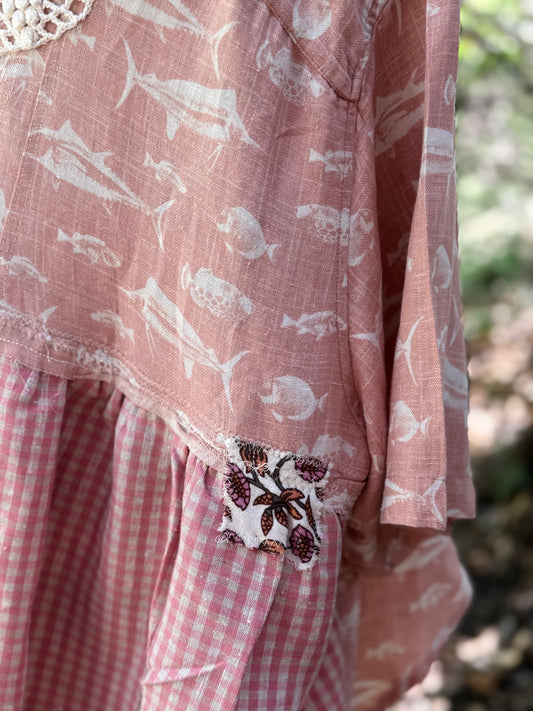 Peachy fish Up-cycled top