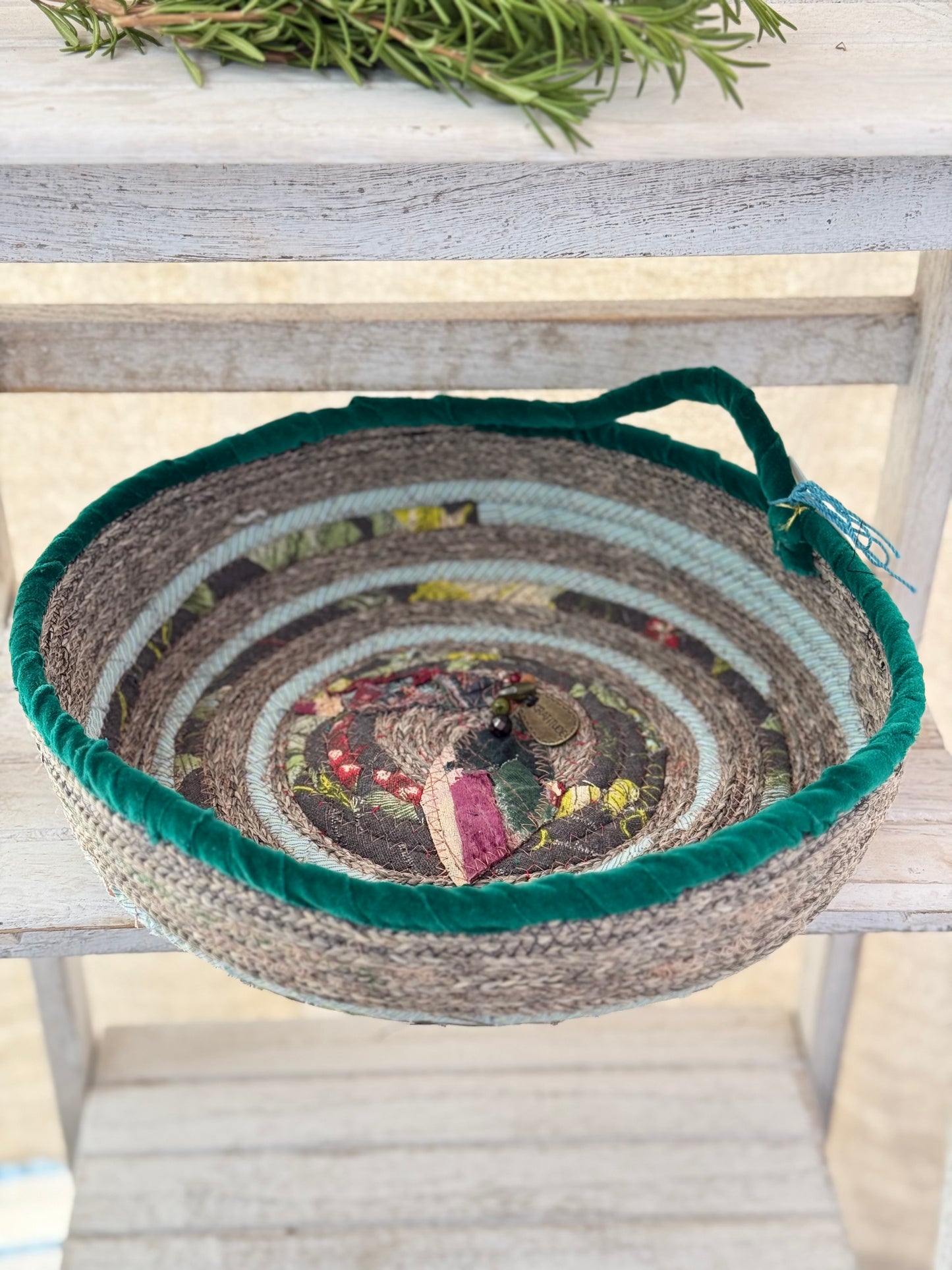 Emerald mist rope basket/ tray