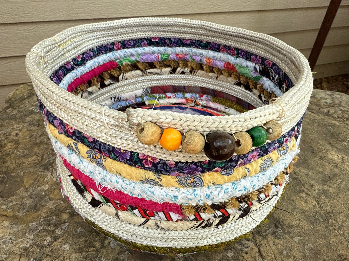 Mixed media rope basket