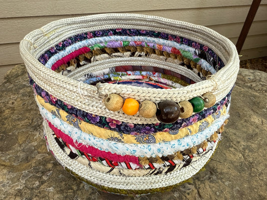 Mixed media rope basket