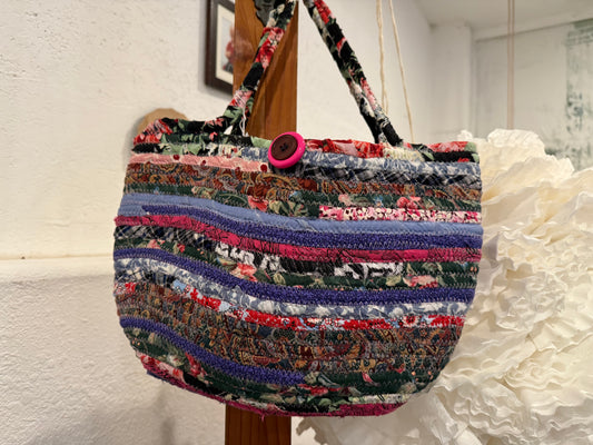 Cottage core patchwork rope tote