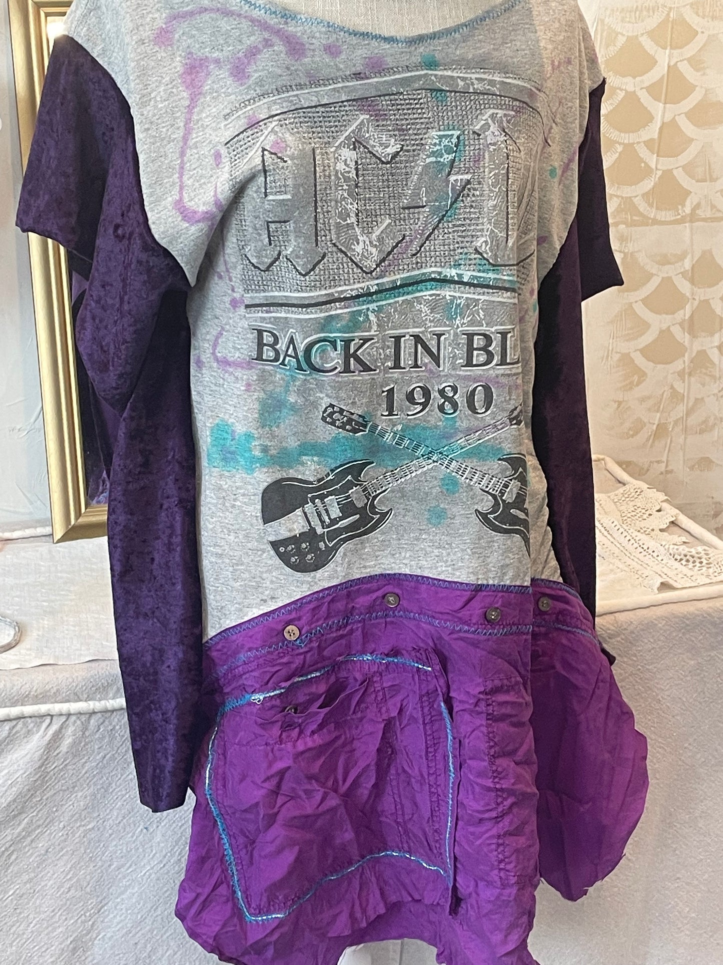 “Rock on” Upcycled tunic top