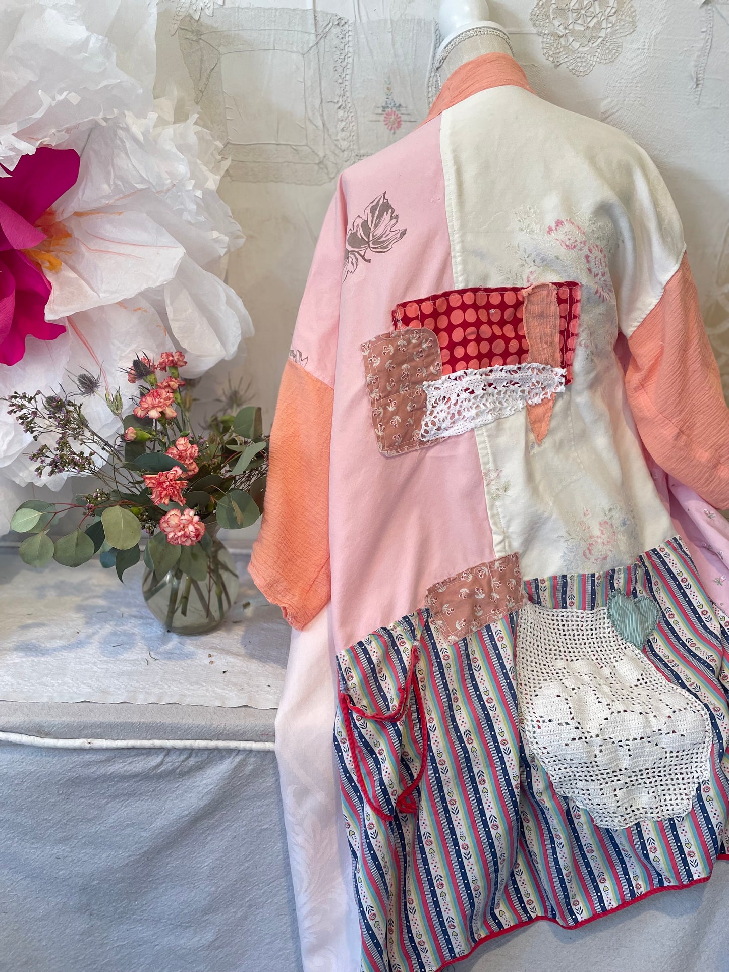 “Peaches” Up-cycled Vintage Kimono