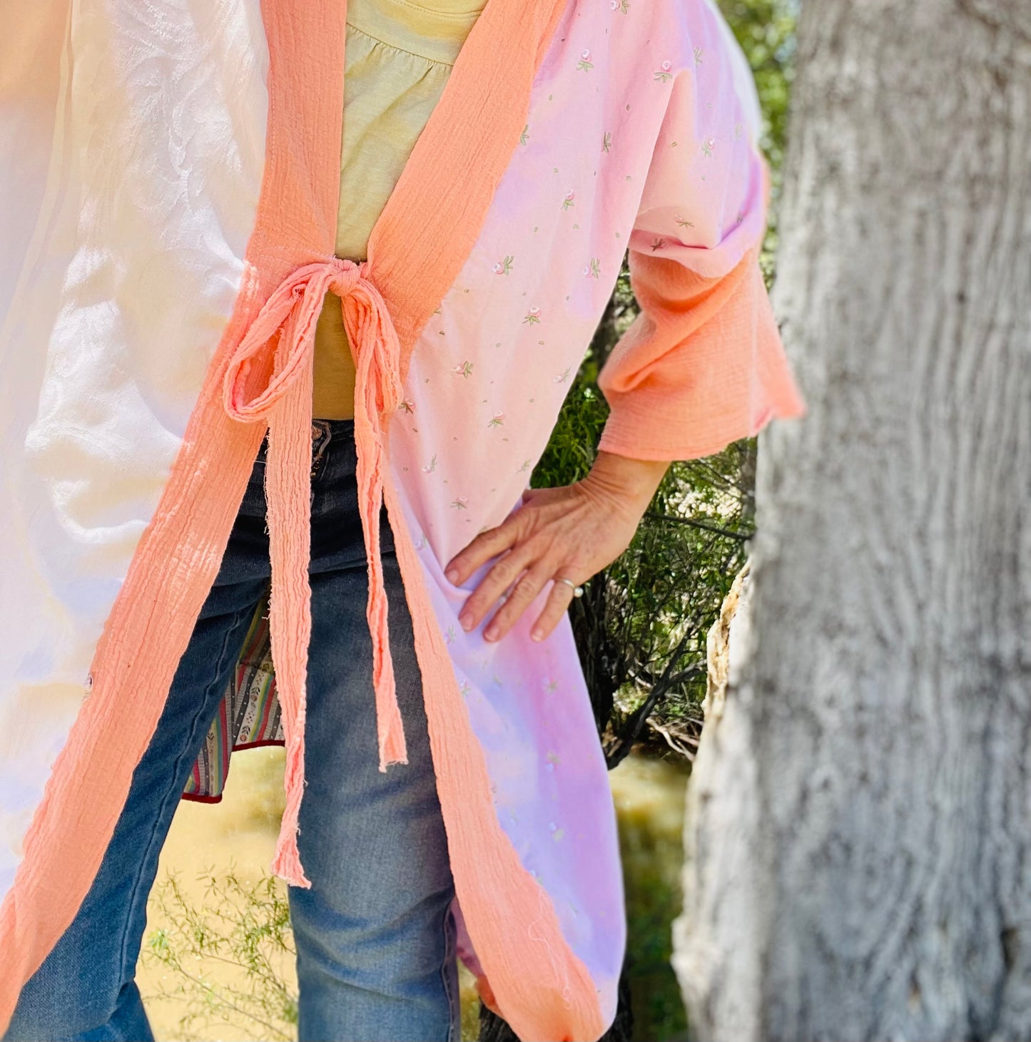 “Peaches” Up-cycled Vintage Kimono