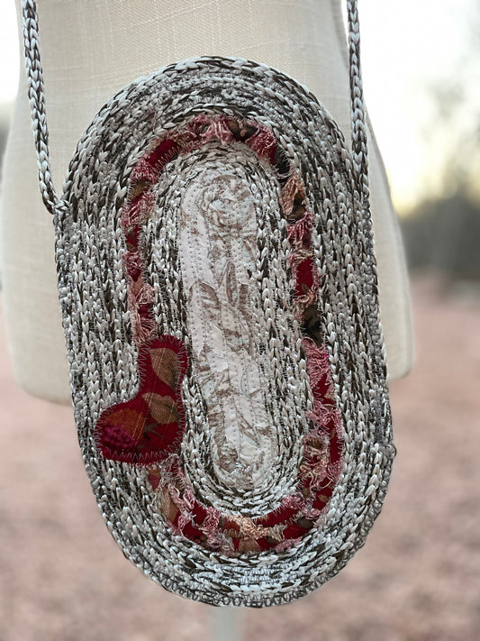 Marbled/ burgundy crossbody clamshell