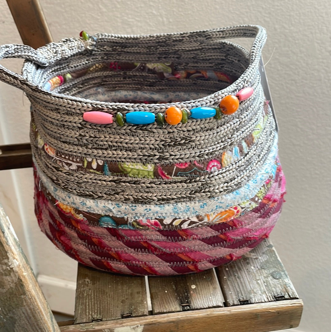 Rosy brown storage rope basket