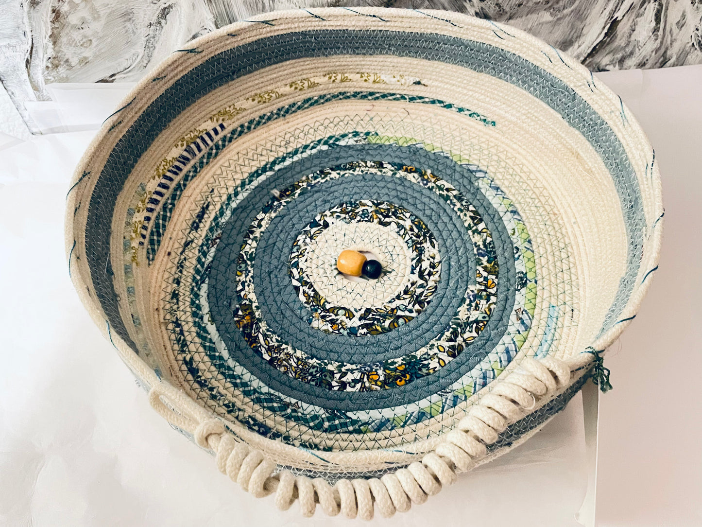 Natural blues rope basket